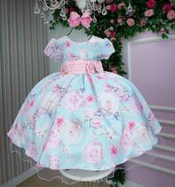 Vestido Kids Jardim Florido Azul Bebe Vestido Kids Jardim Florido Azul Bebe