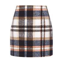 Vestido Kinghua, outono de 2023, inverno, mini xadrez, de lã, marrom, feminino