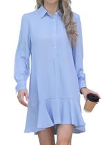 Vestido Kipfall com gola túnica de manga comprida para mulheres Vestido Kipfall com gola túnica de manga comprida para mulheres