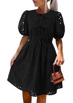 Vestido KIRUNDO Summer 2025 de manga curta Eyelet A Line Vestido KIRUNDO Summer 2025 de manga curta Eyelet A Line