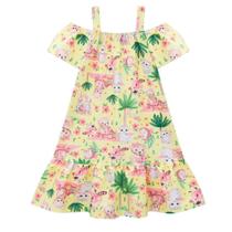 Vestido Kukiê Bichinhos Babado Amarelo Vestido Kukiê Bichinhos Babado Amarelo