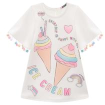 Vestido Kukiê Infantil Sorvetinho Off White Verão Vestido Kukiê Infantil Sorvetinho Off White Verão