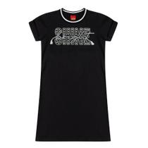 Vestido Kyly em Cotton Estampa Escrito "Shine Bright" Preto