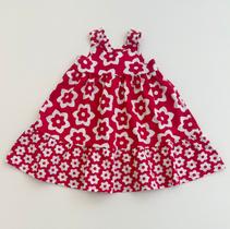 Vestido Kyly Infantil Menina Estampado de Flores Vermelho Verão Moda Kids Vestido Kyly Infantil Menina Estampado de Flores Vermelho Verão Moda Kids