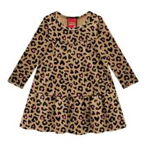 Vestido Kyly Infantil Menina Manga Longa Animal Print Camurça Vestido Kyly Infantil Menina Manga Longa Animal Print Camurça