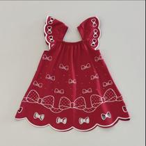 Vestido Kyly Infantil Menina Vermelho Laços com Detalhe Vazado Natal Verão Moda Kids 1001248