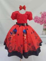 Vestido Lady Bug Miraculous Festa Temáticos Cor Vermelho Tamanho 16