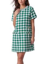 Vestido Ladyful Tweed Jackie, manga curta, gola redonda, mini Vestido Ladyful Tweed Jackie, manga curta, gola redonda, mini