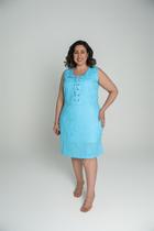 Vestido Laise Bordado Forest Verde Curto com Forro e Ilhós Azul