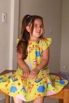 Vestido Lala Infantil Amarelo De Alça Modinha Na Sedinha Vestido Lala Infantil Amarelo De Alça Modinha Na Sedinha