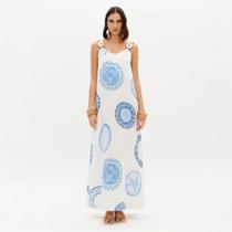 Vestido Lança Perfume Longo Estampado Decote V Vestido Lança Perfume Longo Estampado Decote V