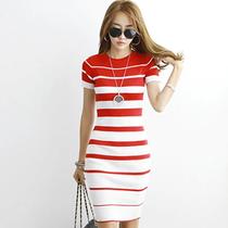 Vestido Lápis Feminino Vintage De Malha Com Listras Para Outono/Verão - Vestido Tubinho Justo Para Vestido Lápis Feminino Vintage De Malha Com Listras Para Outono/Verão - Vestido Tubinho Justo Para