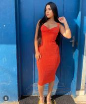 Vestido lápis na cor laranja- Tamanho M