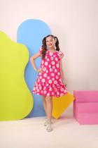 Vestido Lara Infantil Pink Margarida Rodado Soltinho Menina Vestido Lara Infantil Pink Margarida Rodado Soltinho Menina