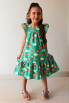 Vestido Lara Infantil Verde Leão E Tigre Menina Modinha(14) Vestido Lara Infantil Verde Leão E Tigre Menina Modinha(14)