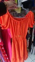 Vestido laranja alça cigana tecido leve