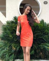 Vestido laranja e preto tamanho 12 ao 16