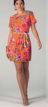 vestido laranja floral onça preta