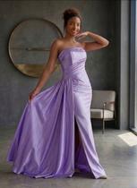 Vestido Lavanda sem alça com Fenda Semi-Sereia tamanho 40 Vestido Lavanda sem alça com Fenda Semi-Sereia tamanho 40