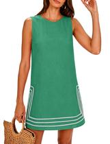 Vestido Lentta Summer Boho A-Line Mini Green para mulheres Vestido Lentta Summer Boho A-Line Mini Green para mulheres