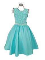 Vestido Lese Verde Infantil Festa Casamento Cinto Perólas