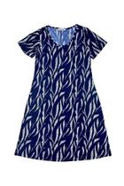 Vestido Liganete Manga Curta Evasê Estampado - Cor do Céu Vestido Liganete Manga Curta Evasê Estampado - Cor do Céu