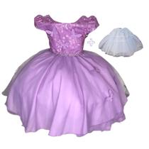 Vestido lilas borboletas aplicadas luxo 4081