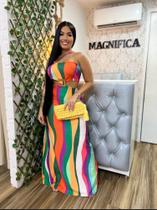 Vestido lily ,longo,com argola,no tecido poliamida com elastano