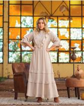 Vestido linho com babados Vestido linho com babados
