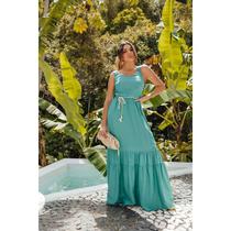 Vestido Linho Longo Lastex Costa