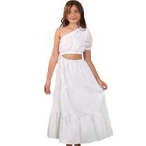 Vestido Liso Branco Infantil Precoce 4343 Vestido Liso Branco Infantil Precoce 4343
