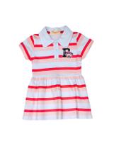Vestido Listrada Gola Polo Urso Infantil Menina Verão