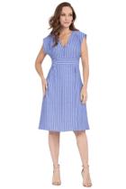 Vestido Listrado Azul Capim Rosa - Elegante e Moderno Vestido Listrado Azul Capim Rosa - Elegante e Moderno
