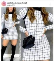 vestido listrado branco de magas longas