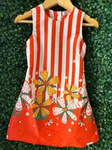 Vestido Listrado com barrado Estampado Mylu