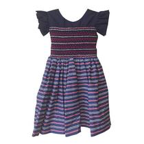 Vestido Listrado Com Bordado E Pinçados No Busto Casinha De Abelha