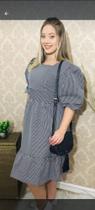 Vestido Listrado com Manga Bufantes Tamanho 50