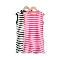 Vestido Listrado Sem Mangas Para Meninas, Conjunto De 2 Peças, Casual Para Férias, Saia Estilo
