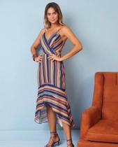 Vestido listras mídi com babado 40 Vestido listras mídi com babado 40