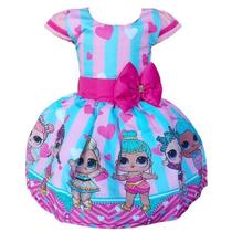 Vestido Lol Surprise Azul e Rosa Luxo Infantil Festa Vestido Lol Surprise Azul e Rosa Luxo Infantil Festa