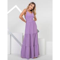 vestido longa moda feminina lisa roxo tam P