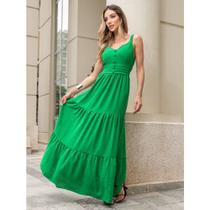 vestido longa moda feminina lisa verde tam P