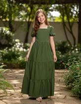 Vestido Longo 3 Marias Menina Evangélico Casual Festa Crepe Vestido Longo 3 Marias Menina Evangélico Casual Festa Crepe