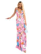 Vestido Longo Acetinado Estampado Alcinha Rodado Poliamida Vestido Longo Acetinado Estampado Alcinha Rodado Poliamida