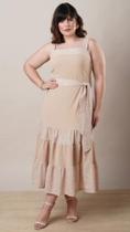 Vestido Longo adulto Alça com Faixa de Lase feminino Plus size tamanho 44 Vestido Longo adulto Alça com Faixa de Lase feminino Plus size tamanho 44