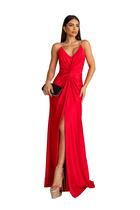 Vestido Longo Alça de Strass Fenda na Frente