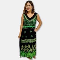 Vestido Longo Alça Indiano Batik Bordado e Renda 1014