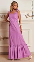 Vestido Longo Alça Laço Cora Canela - Lilás