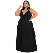 Vestido Longo Alcinha Plus Size Feminino Viscolinho G2 G3