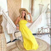 Vestido longo amarelo linho